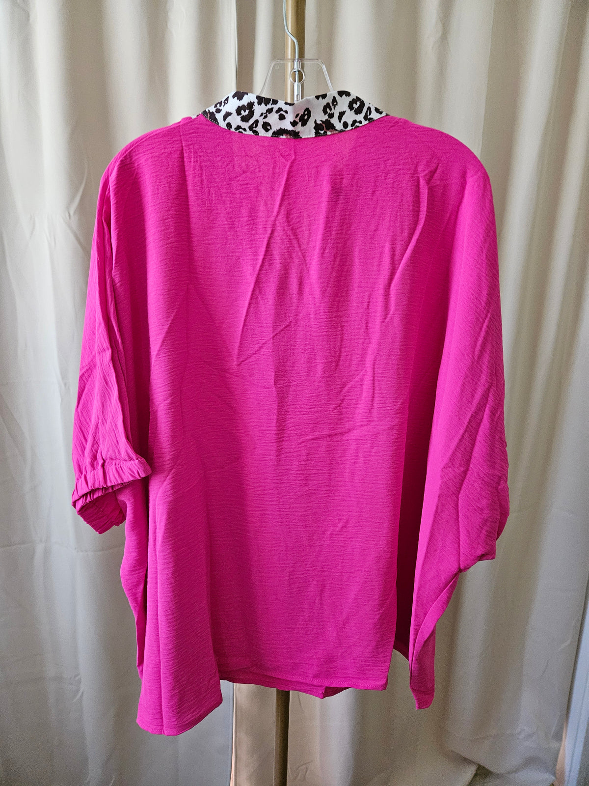 Bright Pink Animal Print Accent Blouse | Size 3X