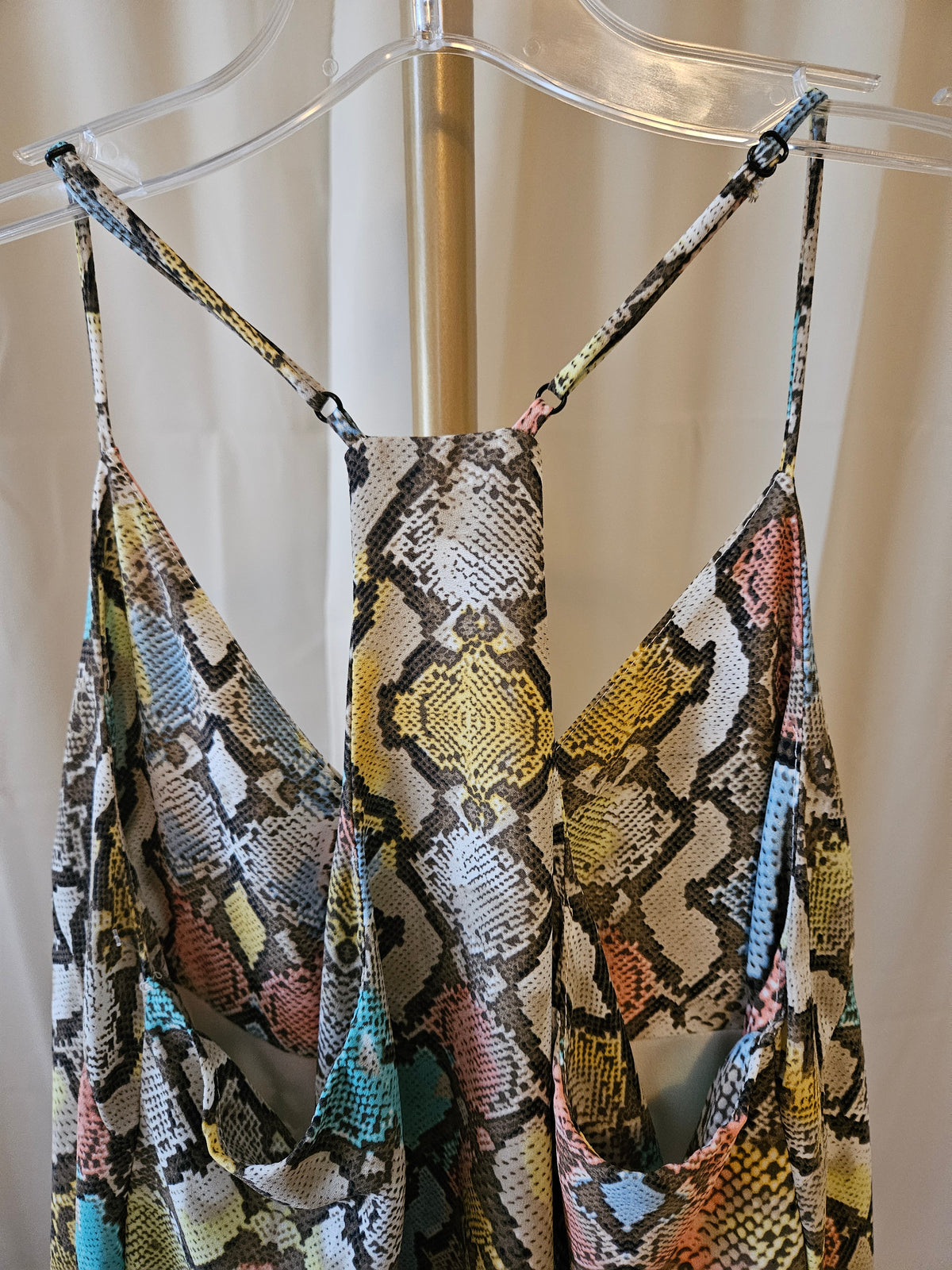 Le Lis Small Colorful Snakeskin Racerback Adjustable Strap Dress