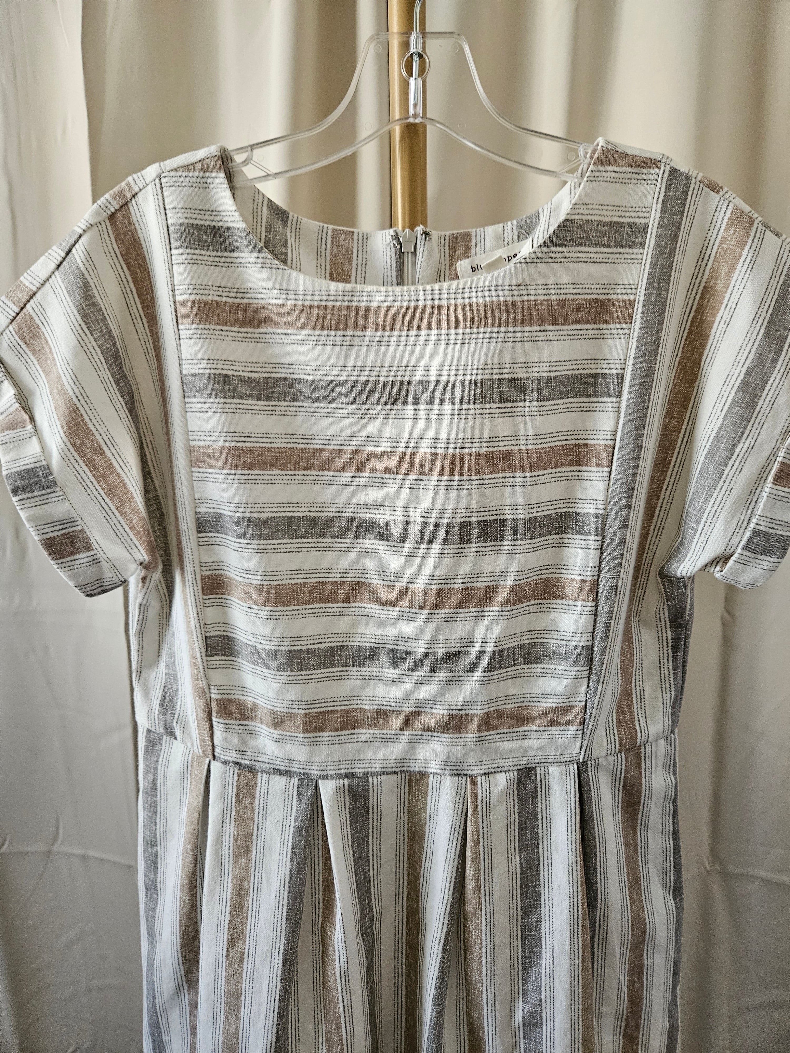 Blu Pepper Cream Striped Mini Dress – Size Small