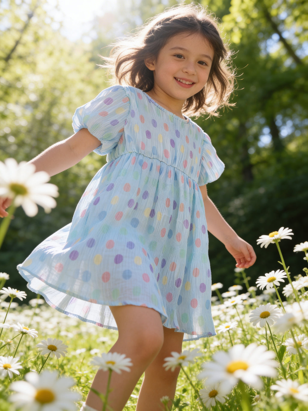 Doe a Dear Pastel Polka Dot Chiffon Dress