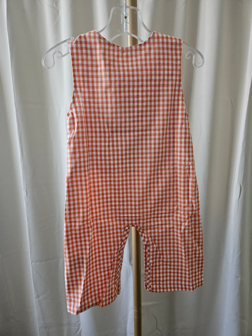 Unishe Orange Gingham Ghost Appliqué Jon Jon 3D Fuzzy Halloween Bubble 🎃👻