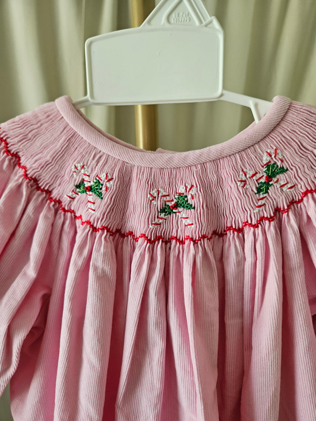 Baby Blessings Delicate Christmas Smocked Corduroy Dress