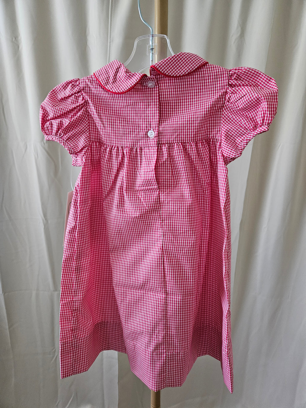 Baby Blessings Embroidered Santa Gingham Dress
