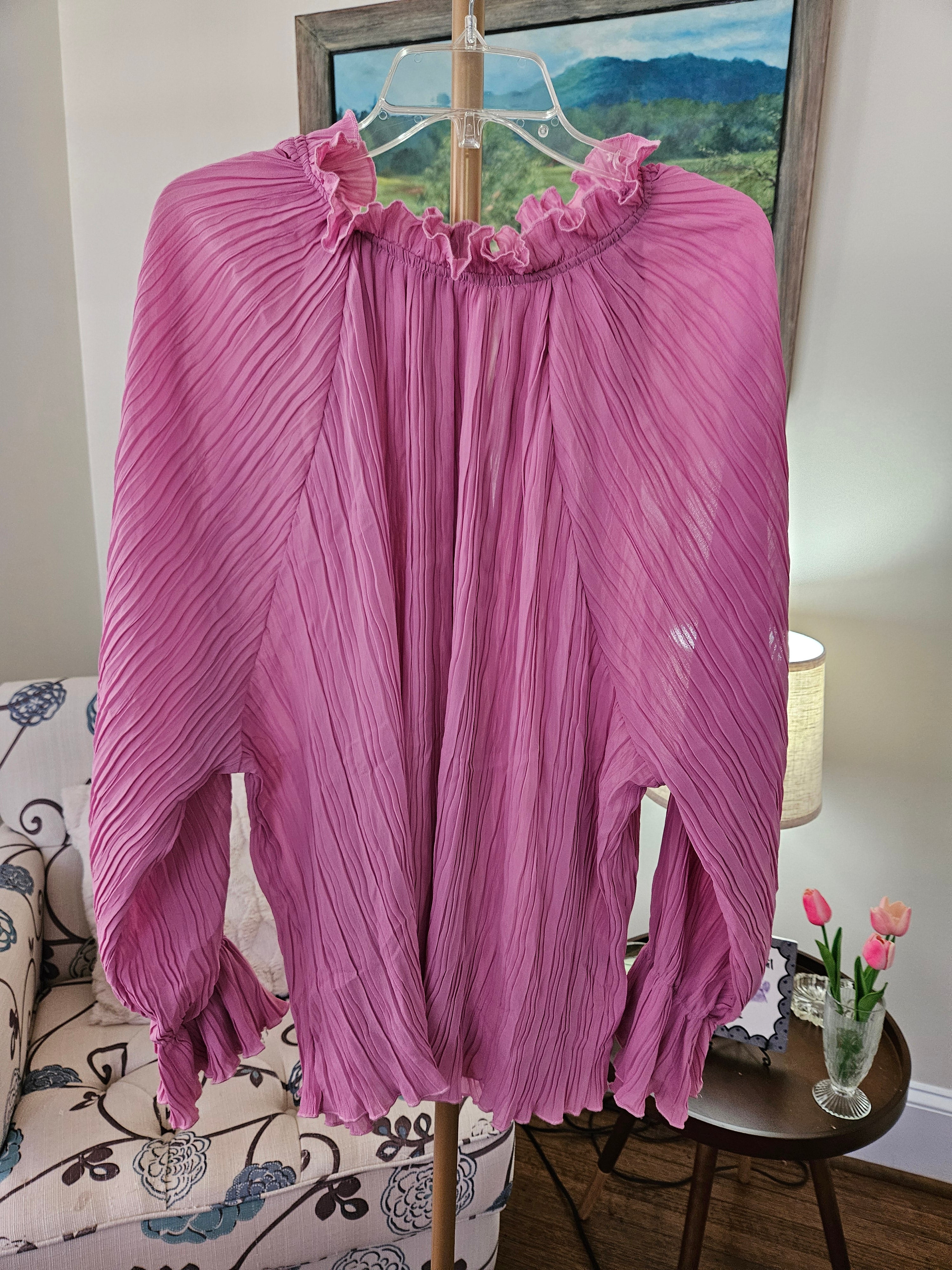 Impressions Mauve Pleated Blouse Sz 2X