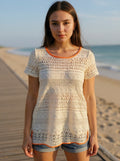 Karlie Cream and Orange Lace Blouse Sz Sm