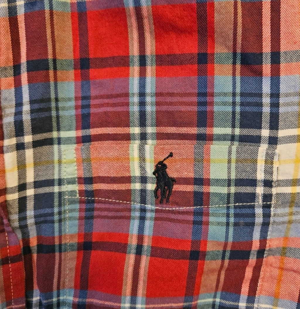 Ralph Lauren Red and Blue Plaid Button Down Shirt Sz Lg (14-16)