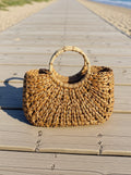 Handwoven Elegant Handbag with bamboo handle