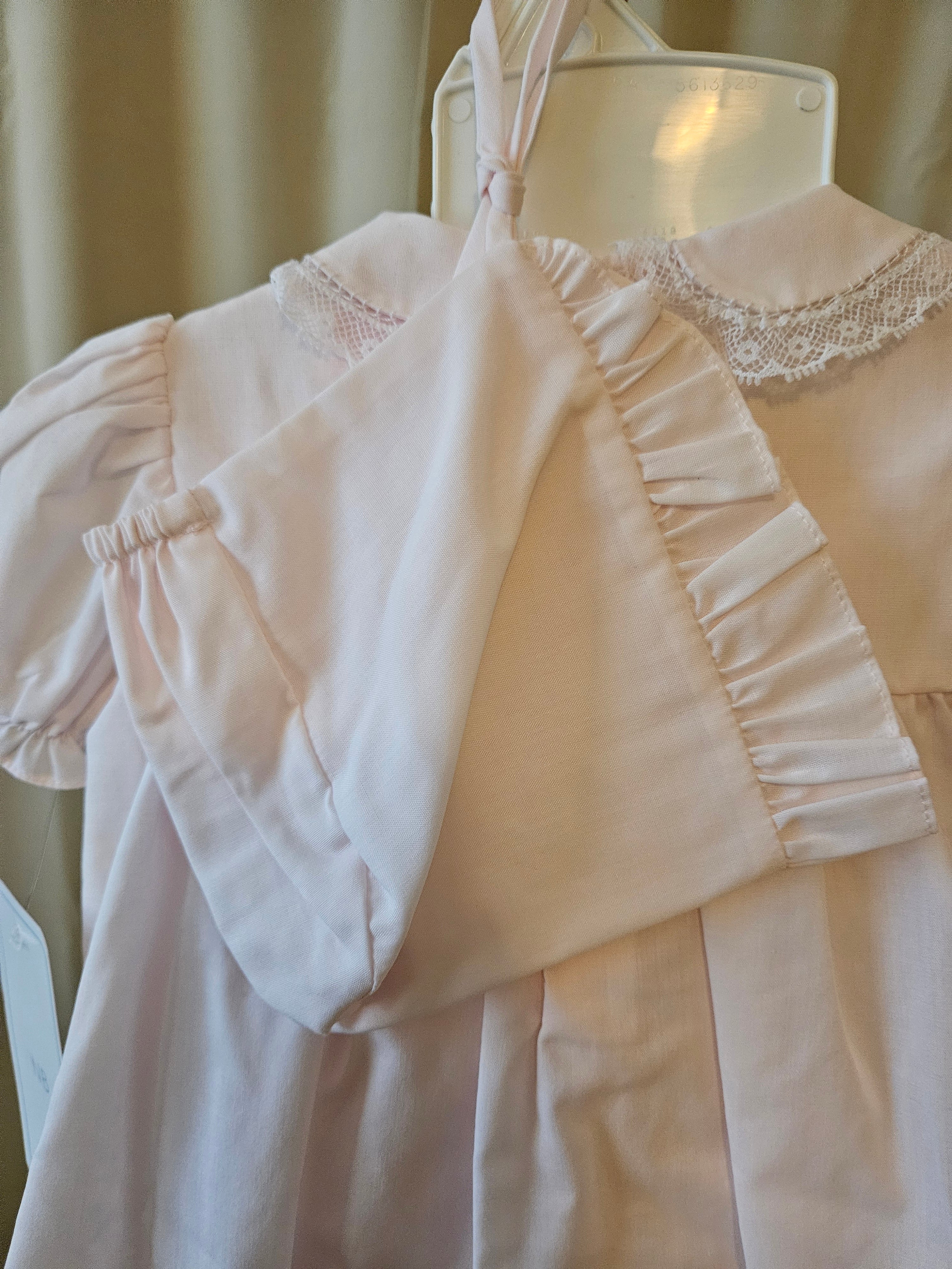 Petit Ami Pink Floral Smocked Baby Dress Set with Bonnet