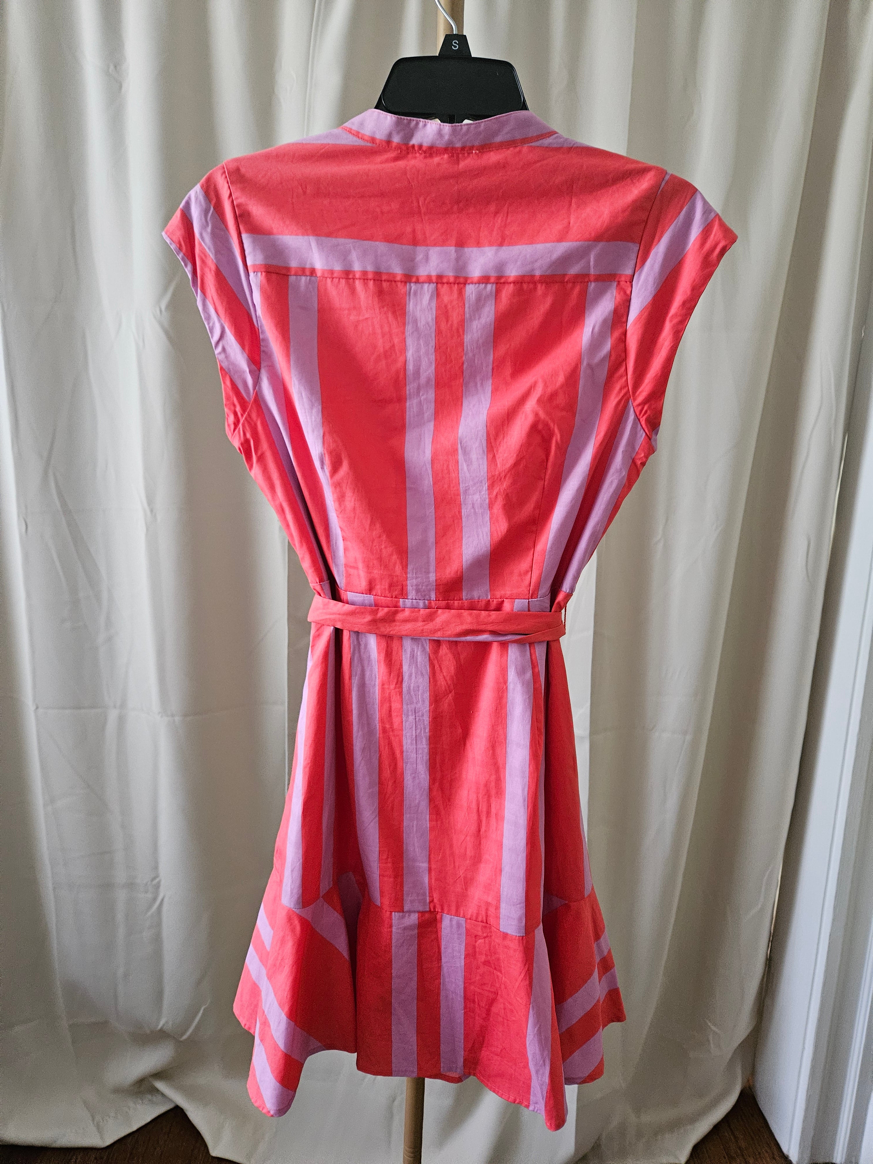 Sugarlips Pink & Purple Striped Tie Waist Dress Size Small