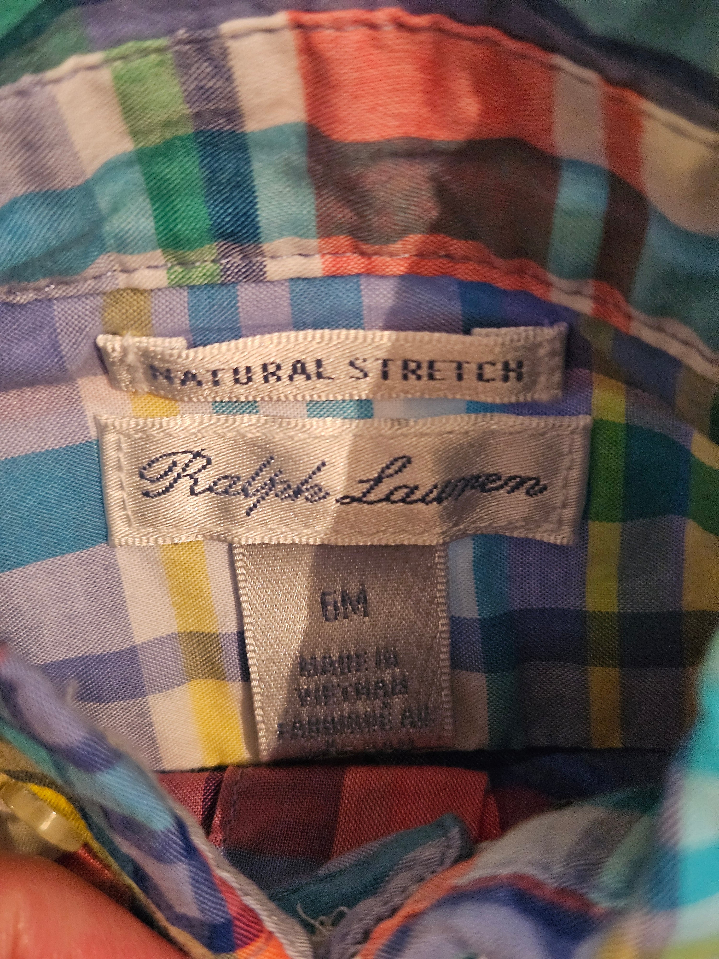 Ralph Lauren Colorful Plaid Kids Button Down Shirt Sz 6M