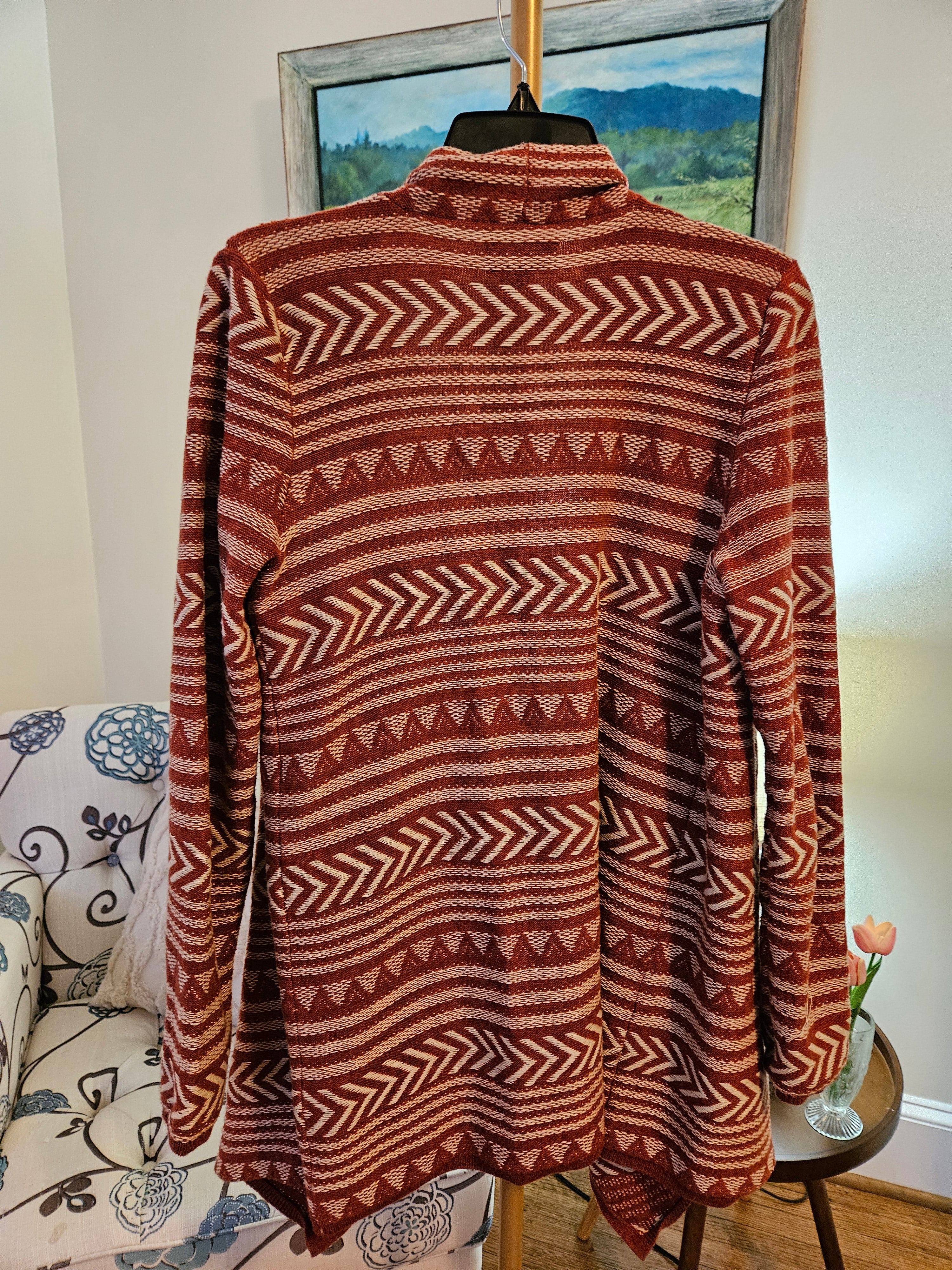 Lucky Brand Rust Patterned Cardigan Sz Sm