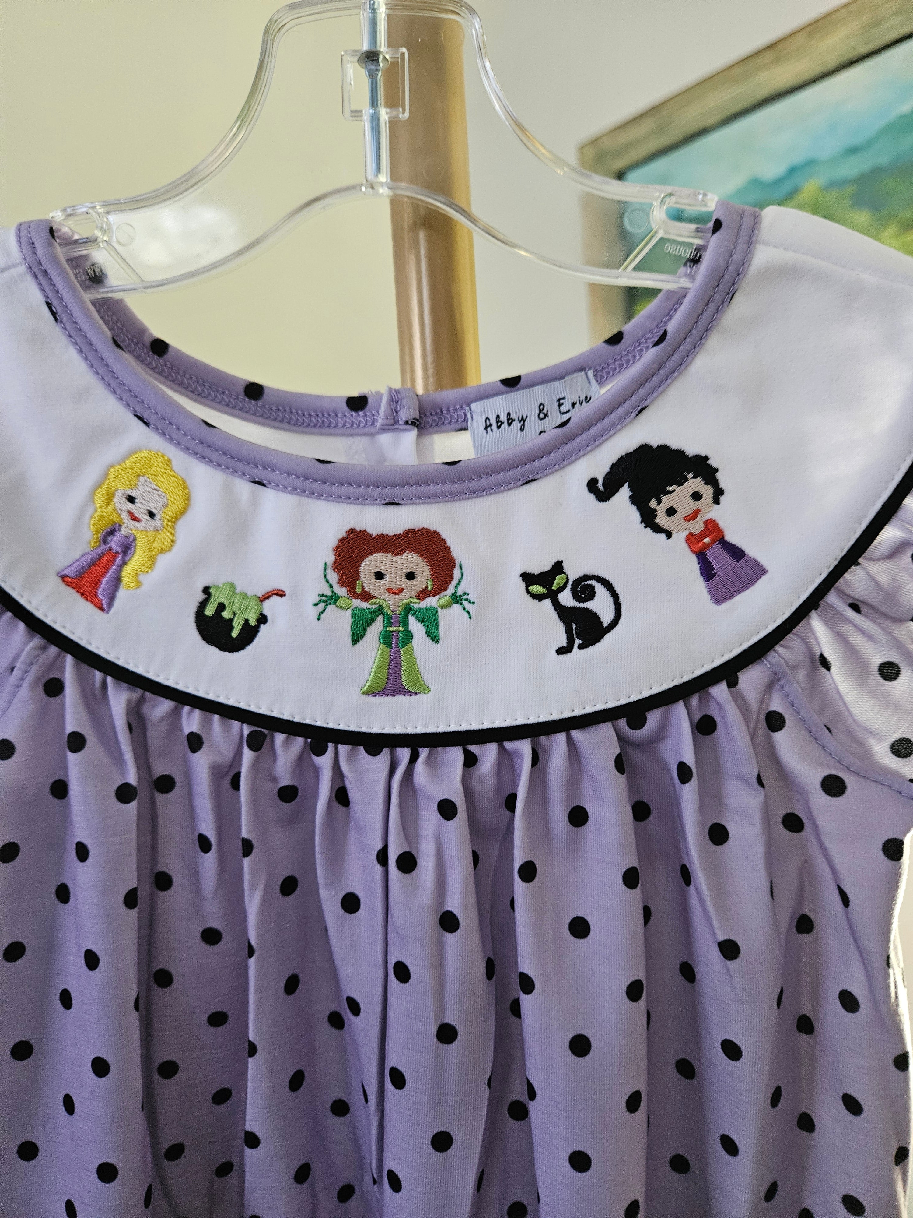 Abby & Evie Purple Polka Dot Hocus Pocus Dress Sz 2