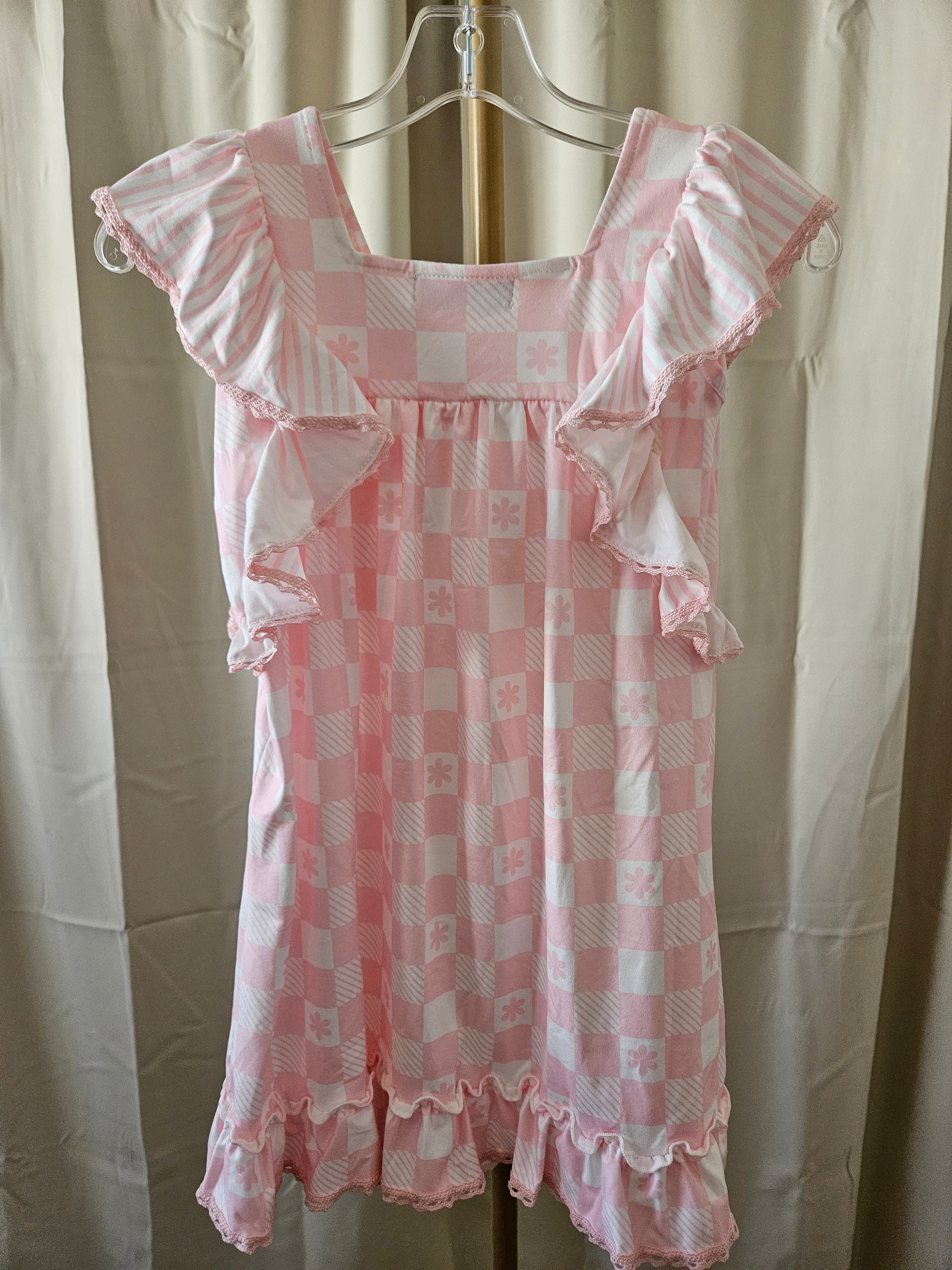 Adorable Sweetness Harper Pink Check Ruffle Dress