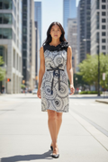 Dept Elegant Black and Gray Patterned Dress Sz XS