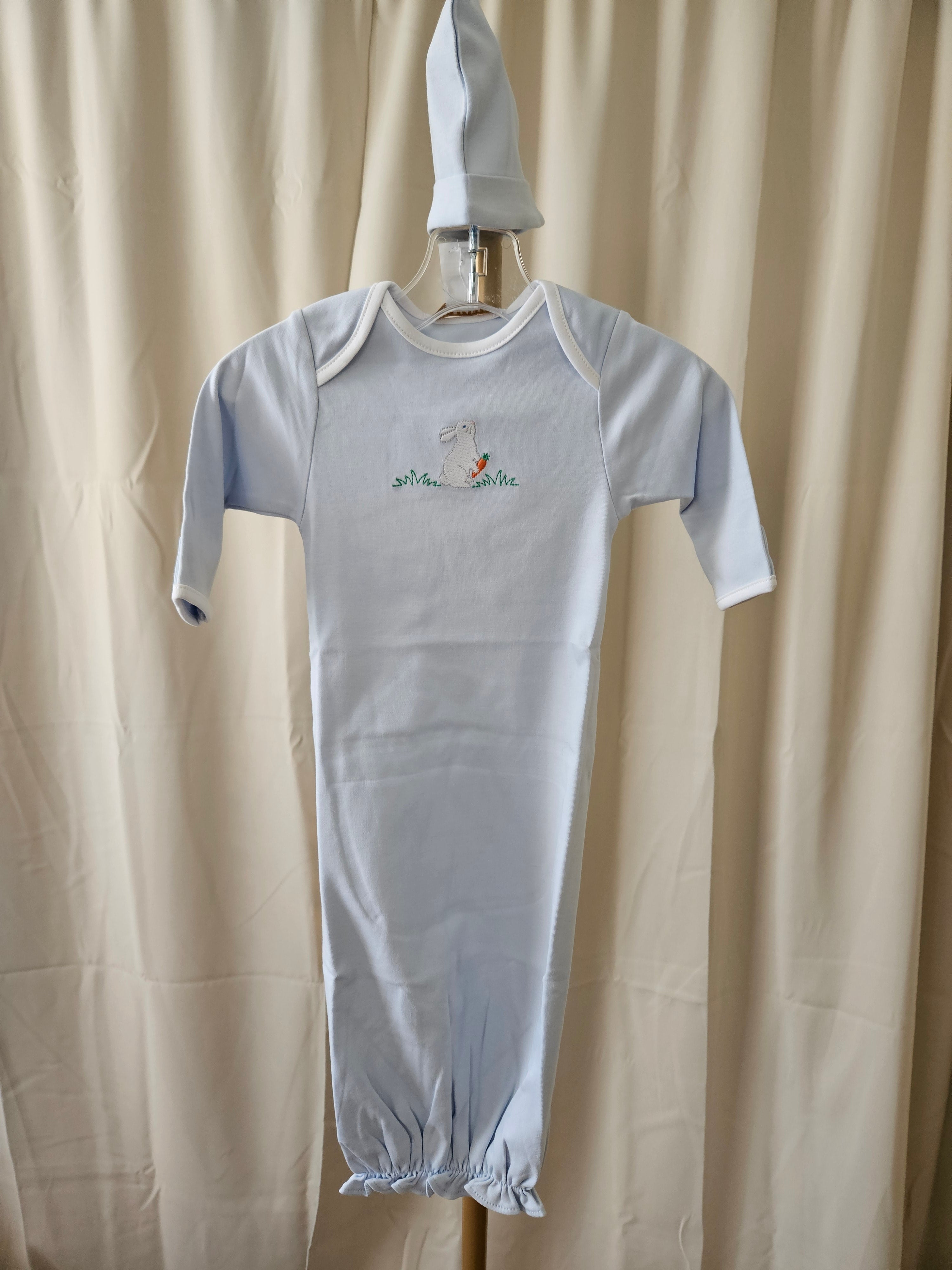 The Beaufort Bonnet Company Buckhead Blue Bunny Day Gown & Hat Set 0-3M