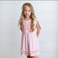 Adorable Sweetness Pink Blush Dainty Flower Button Ruffle Spring Dress Sz 10/12