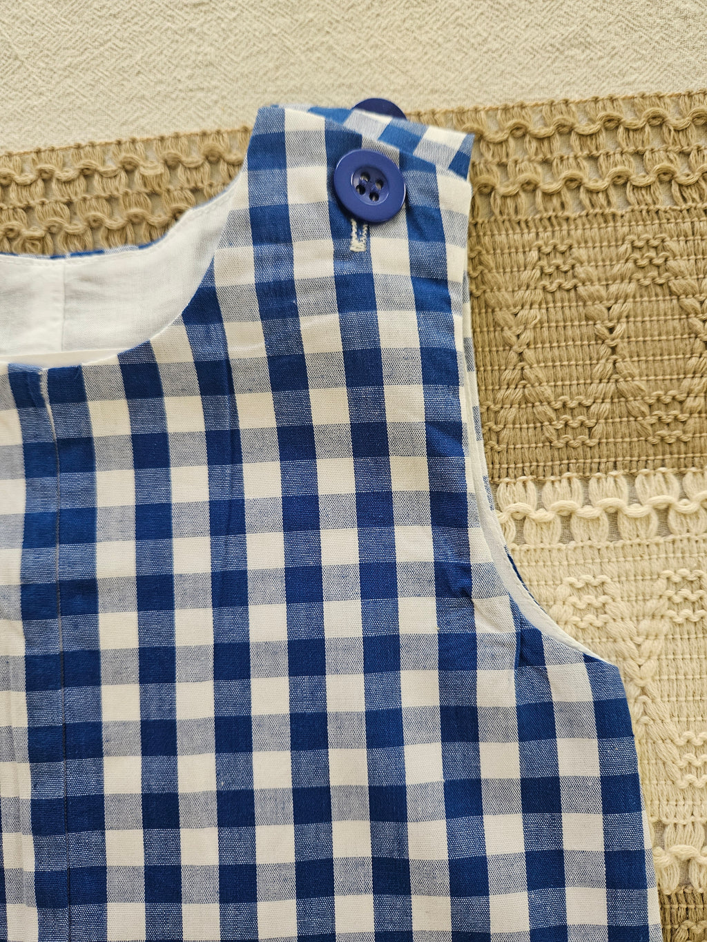 Lil Cactus Blue & White Gingham Alligator Jon Jon Size 6–12M