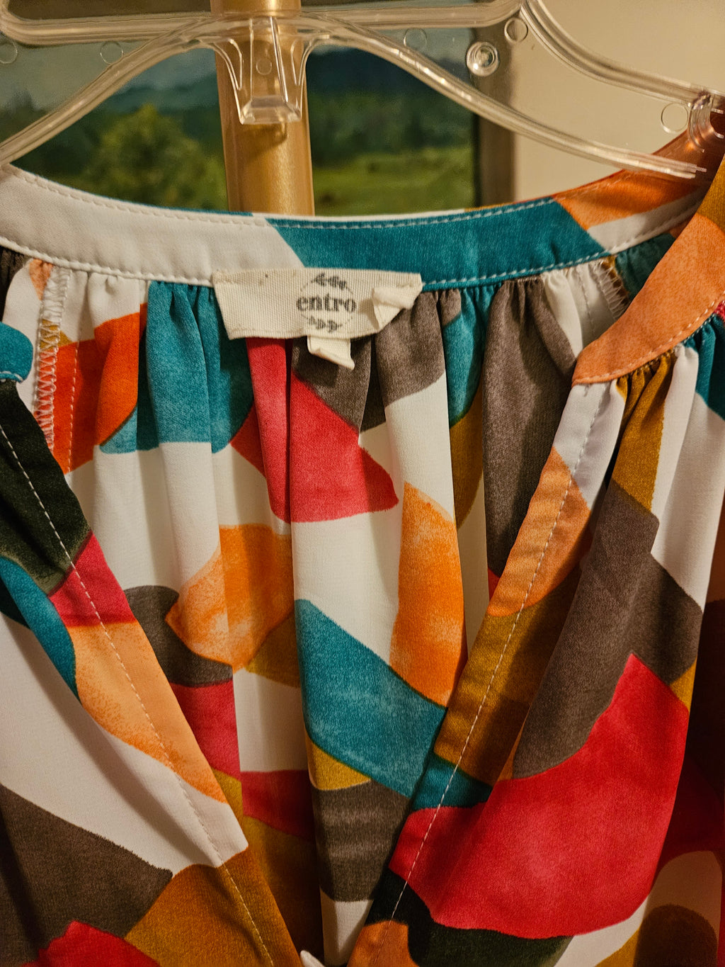 Entro Multicolor Abstract Blouse Sz Sm
