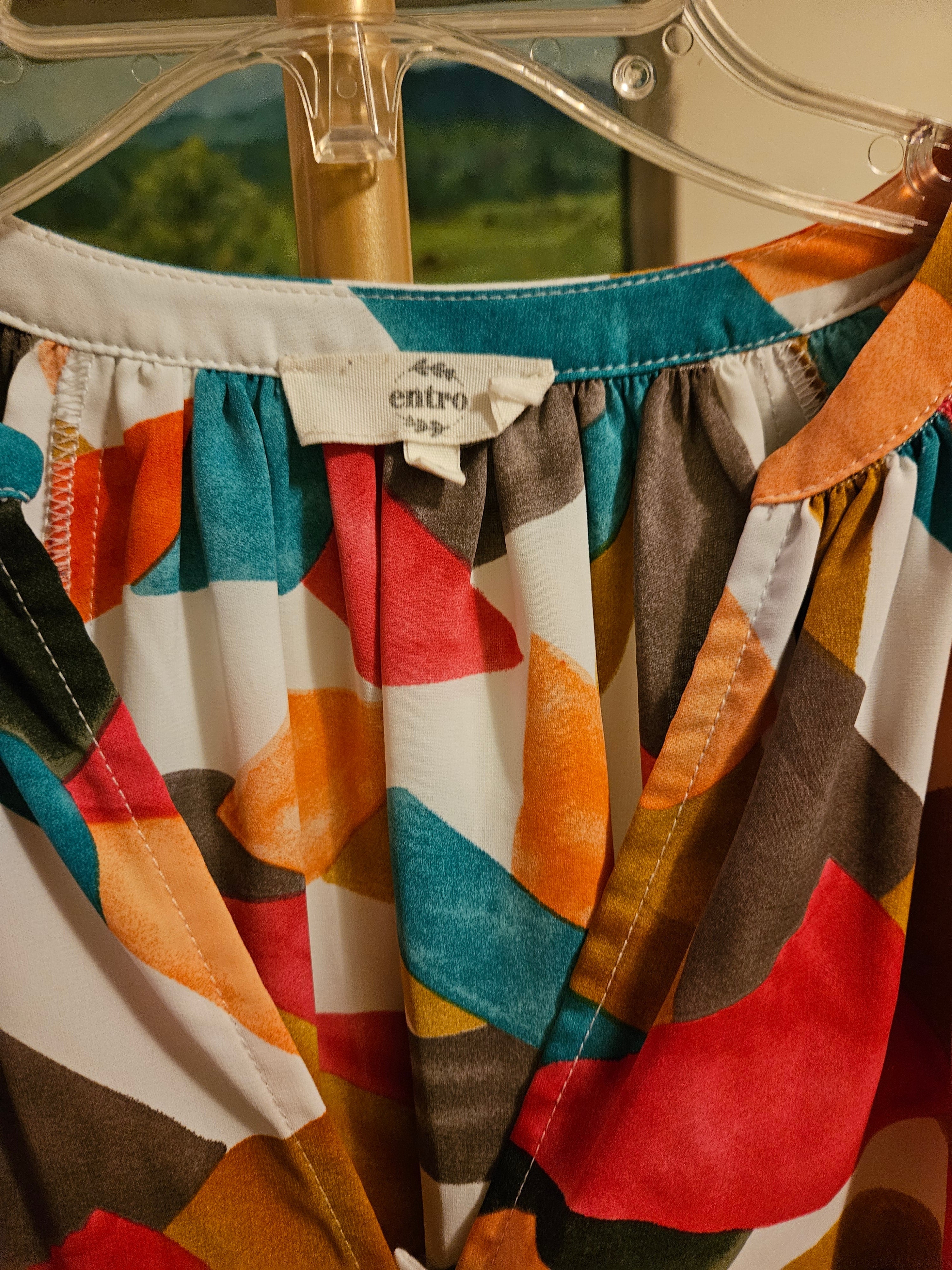 Entro Multicolor Abstract Blouse Sz Sm