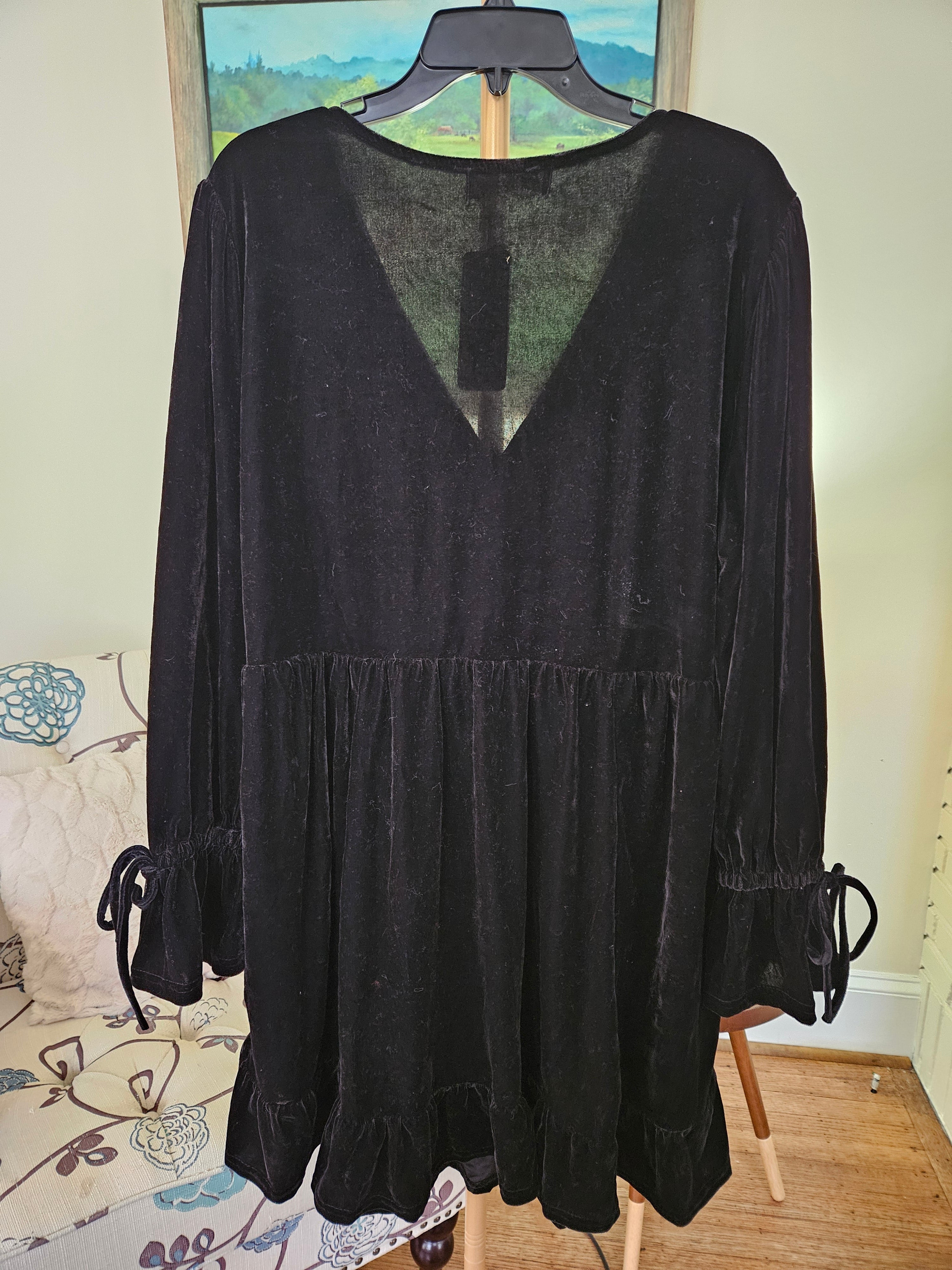 Impressions Velvet Black Long Sleeve Dress Sz 2XL