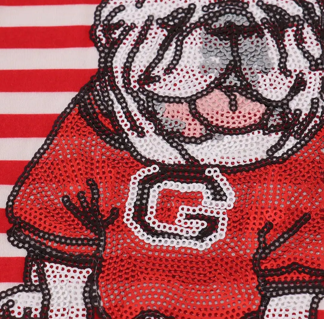 Ga Bulldog Sequin Striped Shorts Outfit Sz 3