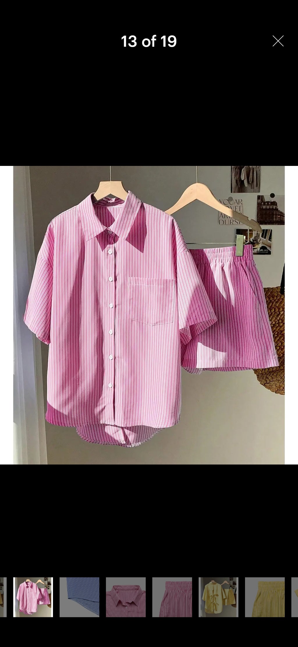 Rosa Clothing Pink & White 2PC Shorts Set Tie Back Top Elastic Waist