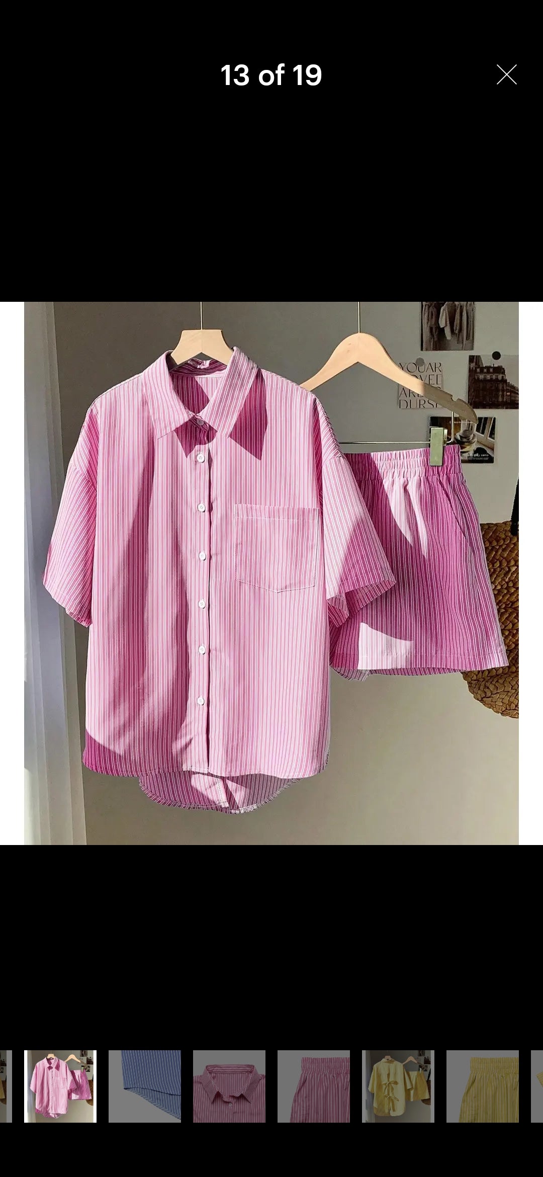 Rosa Clothing Pink & White 2PC Shorts Set Tie Back Top Elastic Waist