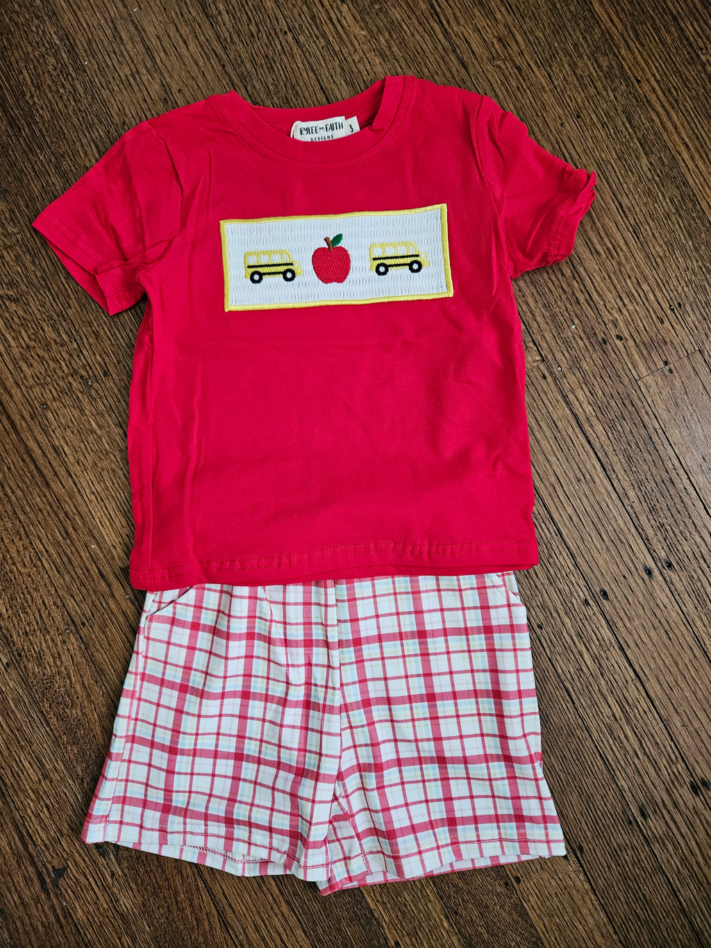 Rylee Faith Designs Boys School Bus Smocked Short Set | Sizes 2, 3, 4, 5