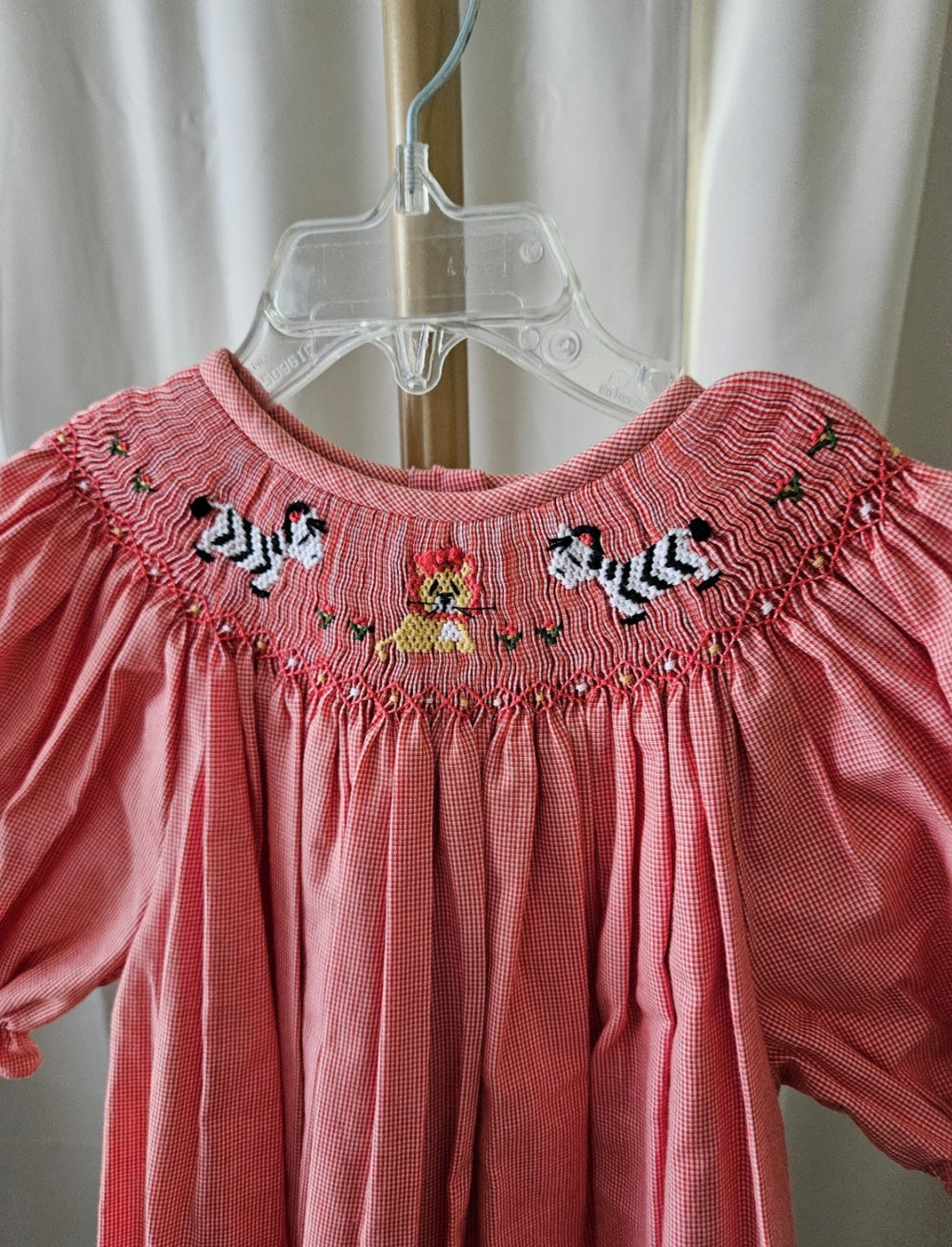 Amanda Remembered Vintage 2004 Red & White Microcheck Smocked Dress Sz 5Y