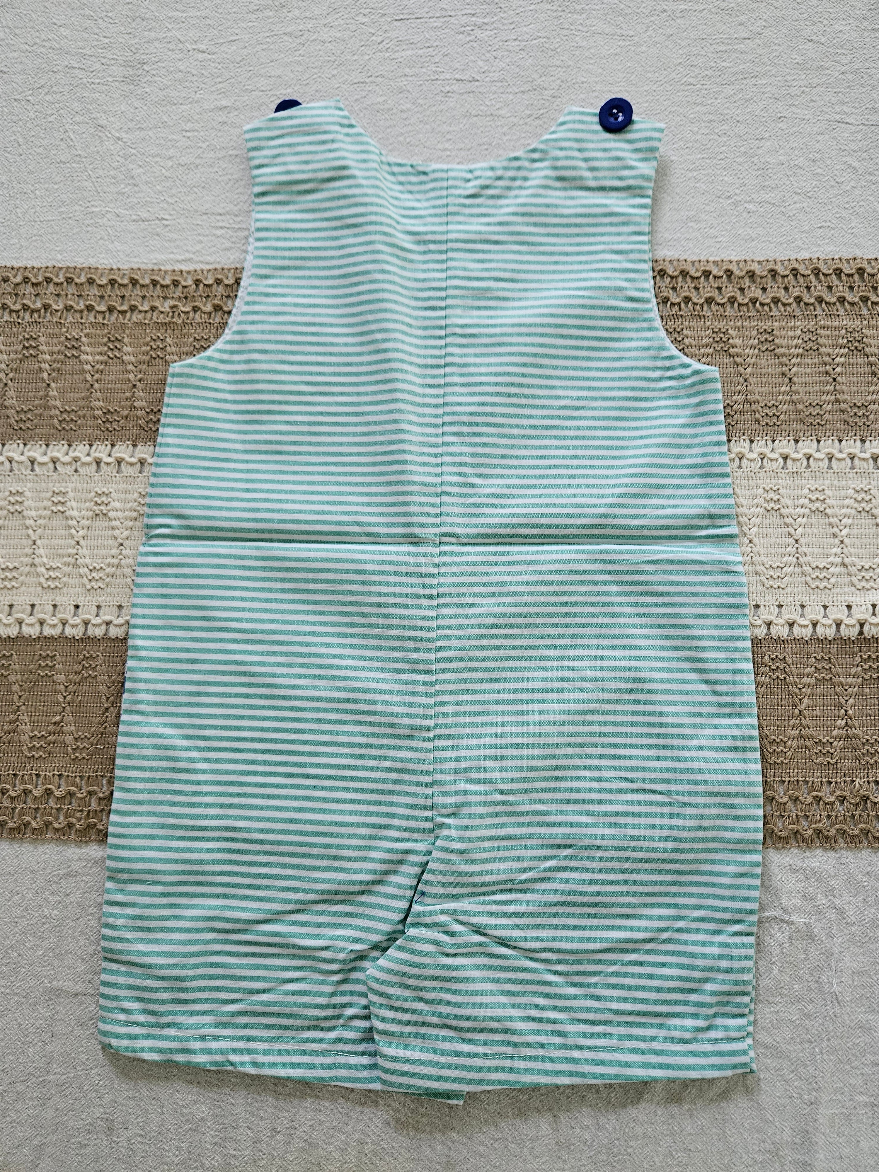 Lil Cactus Turquoise & White Striped Alligator Jon Jon – Size 12-18M