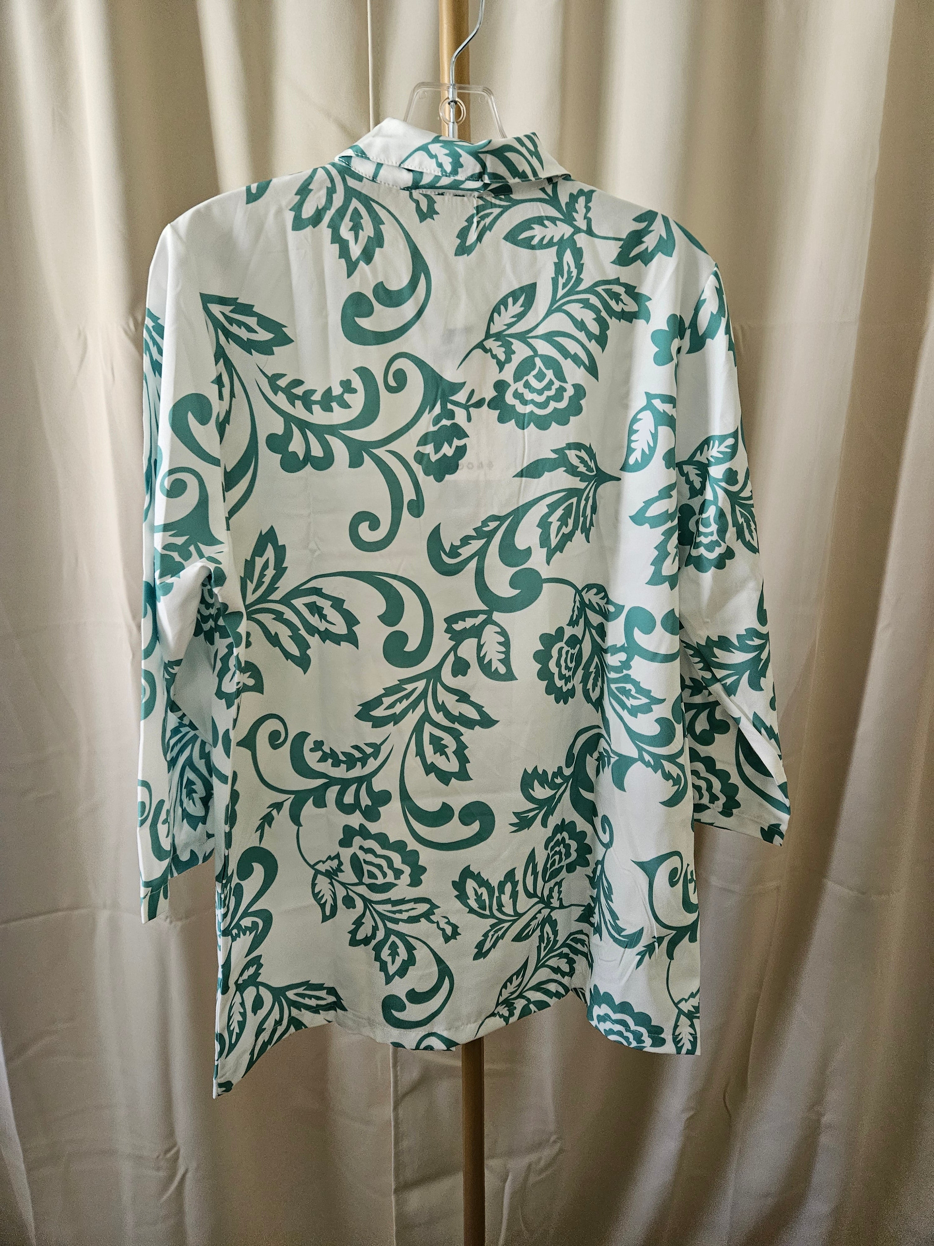 Rosa Clothing 2PC Set – Green & White Pattern