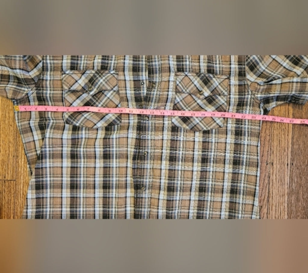 Calvin Klein Jeans Plaid Short Sleeve Snap Front Shirt Size XL