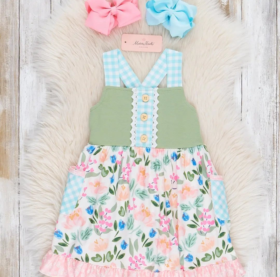 Marie Nicole Gingham Rose Garden Dress Sz 12-18M