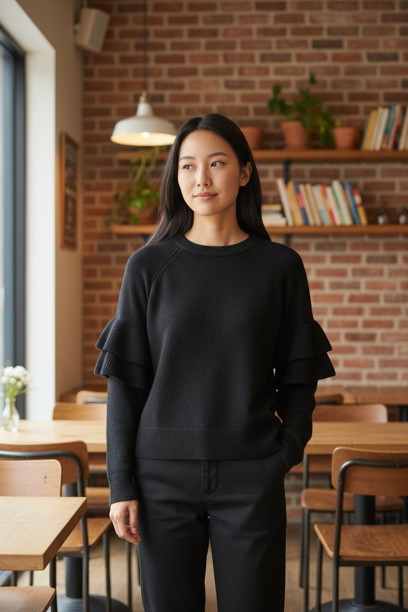 Marc Bouwer Black Tulip Sleeve Sweater Sz Small