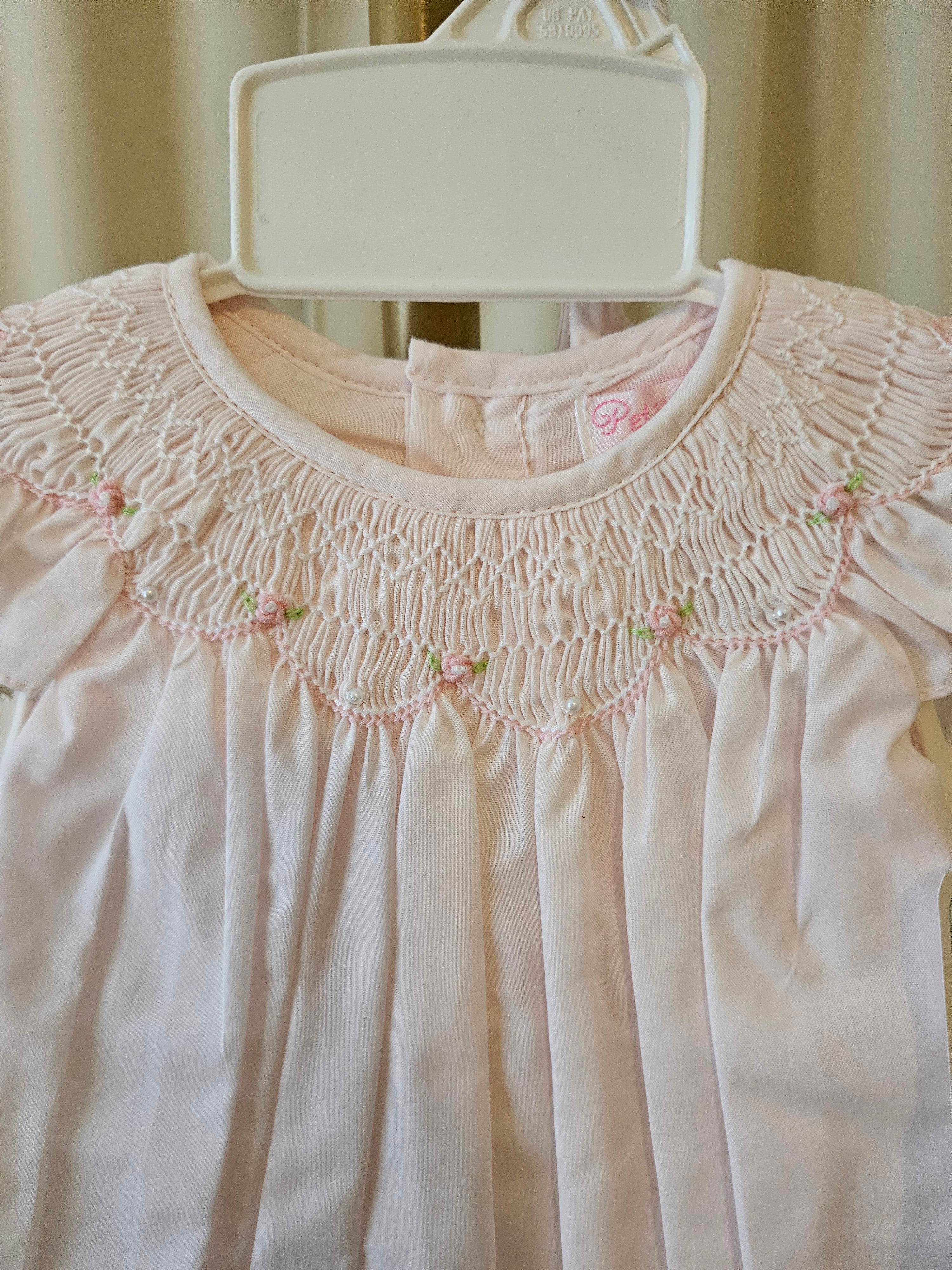 Petit Ami Pink Smocked Bubble Romper Set w/ Bonnet NB & 3M NWT