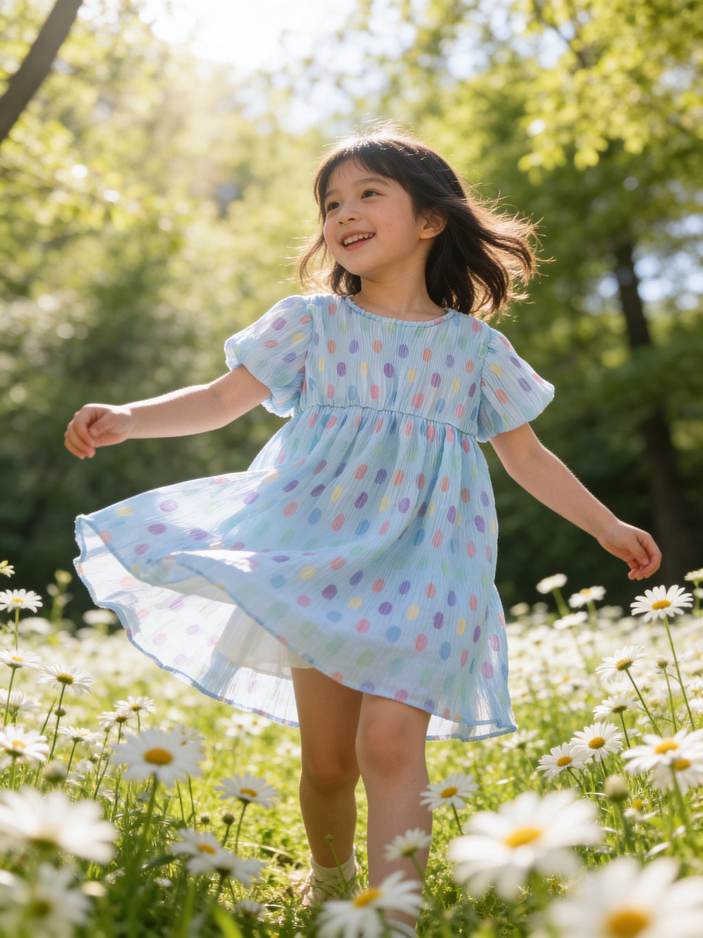 Doe a Dear Pastel Polka Dot Chiffon Dress