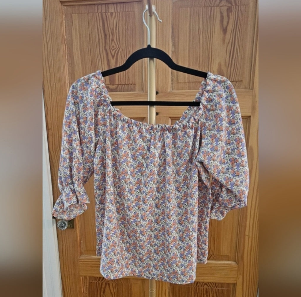 NWT BooHoo Floral off the shoulder Bardot Top Size XL (UK 20)