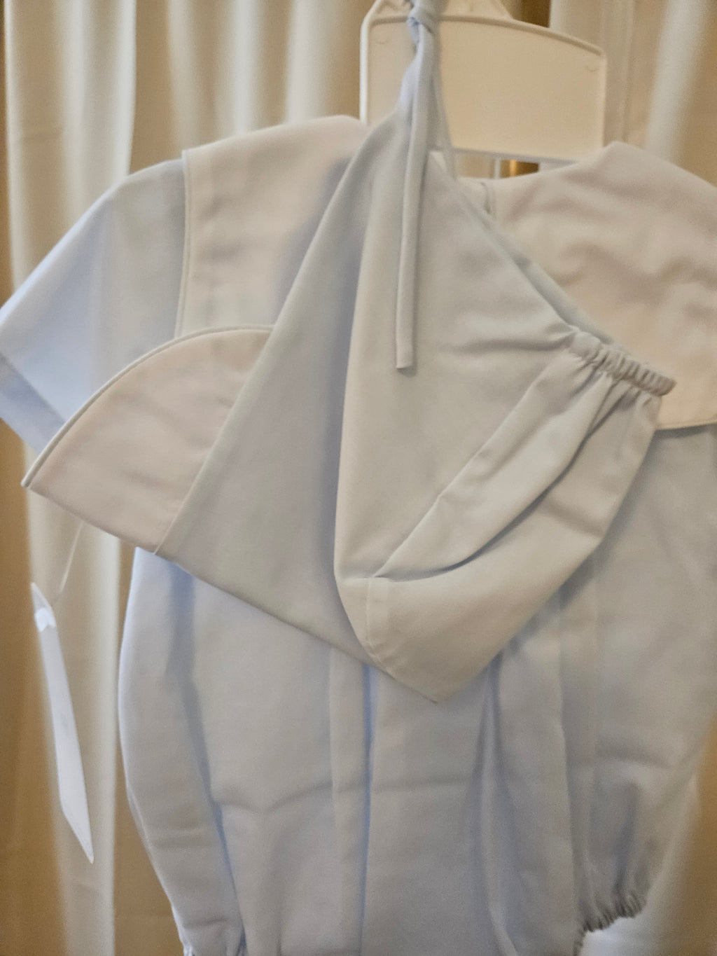Heirloom Blue & White Train Embroidered Bubble – Petit Ami NB/3M 💙