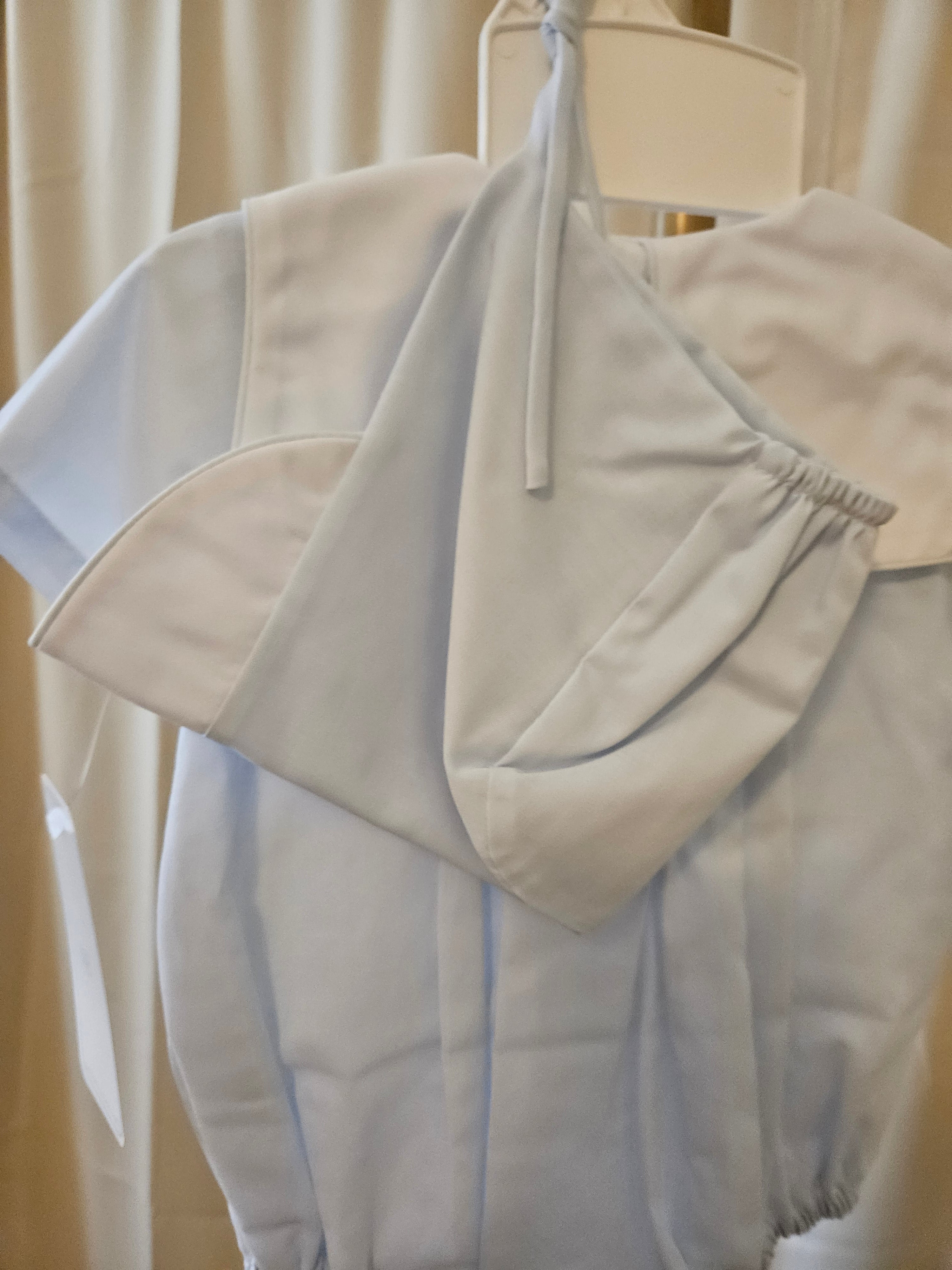 Heirloom Blue & White Train Embroidered Bubble – Petit Ami NB/3M 💙