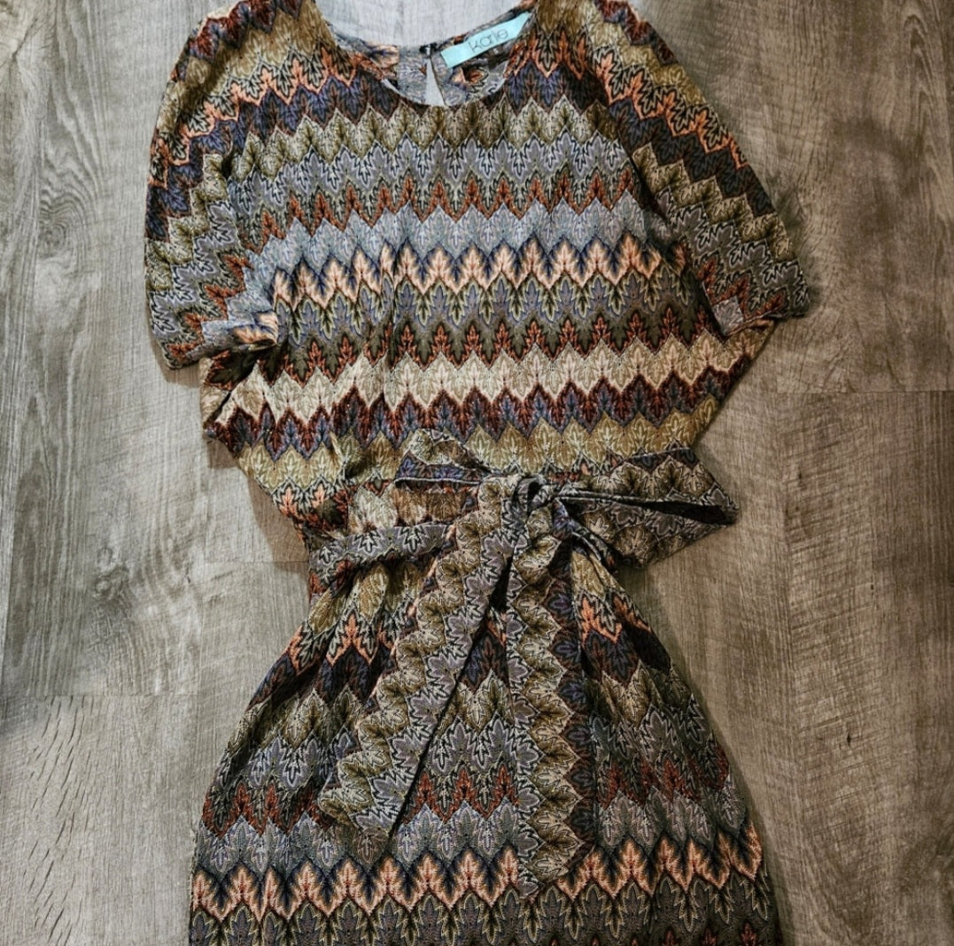 Karlie Zig Zag Stripe Open Back Mini Dress Size Small