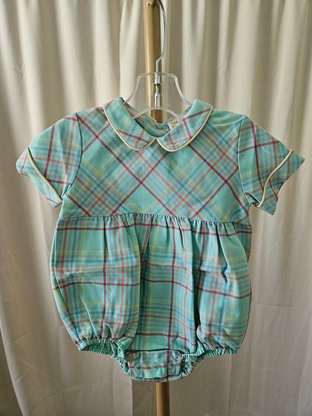 The Beaufort Bonnet Company Green Plaid Bubble with Peter Pan Collar