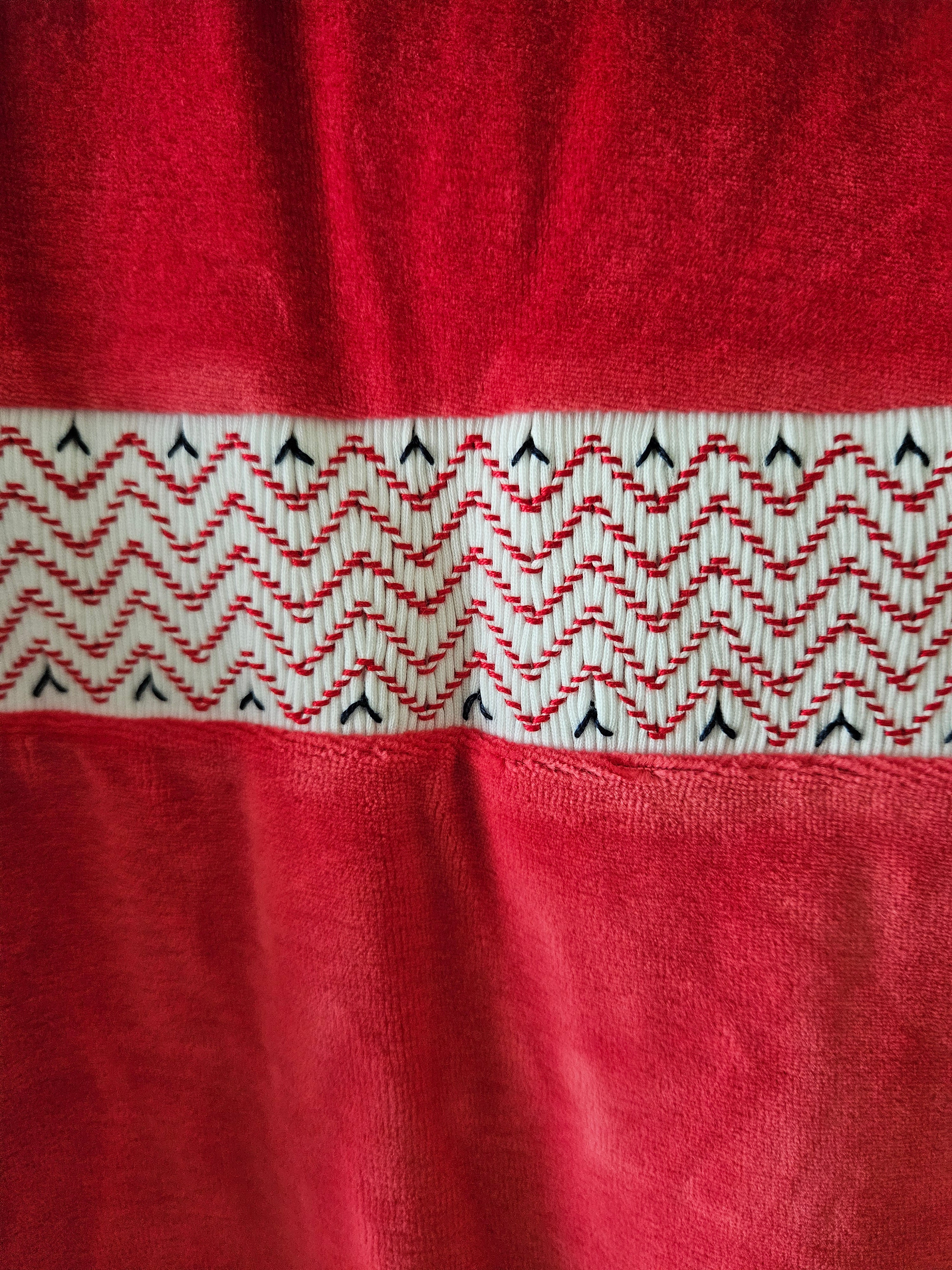 The Beaufort Bonnet Company Red Velour Samuel Smocked Romper |
