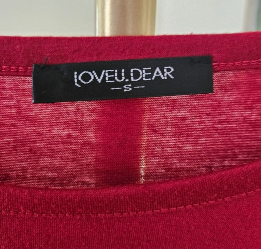 LoveU.Dear Deep Red and Black Long Sleeve Asymmetrical Blouse Sz Sm