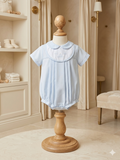 Petit Ami NB Baby Blue Sailboat Embroidered Bubble & Bonnet Set
