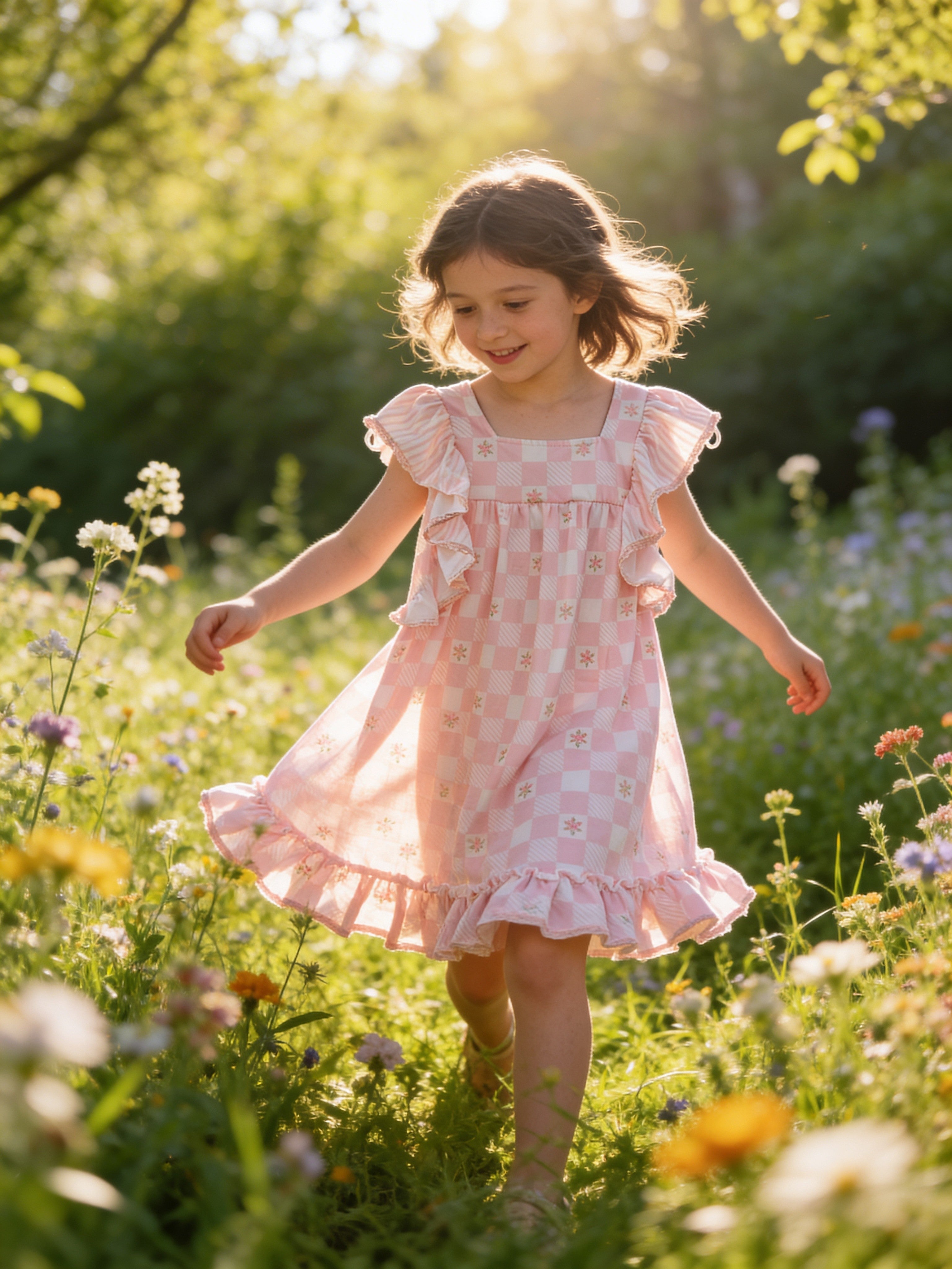 Adorable Sweetness Harper Pink Check Ruffle Dress