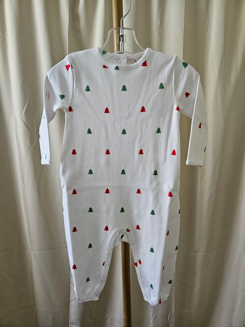 The Beaufort Bonnet Company Darling Play Romper Thomas Tree Farm Print
