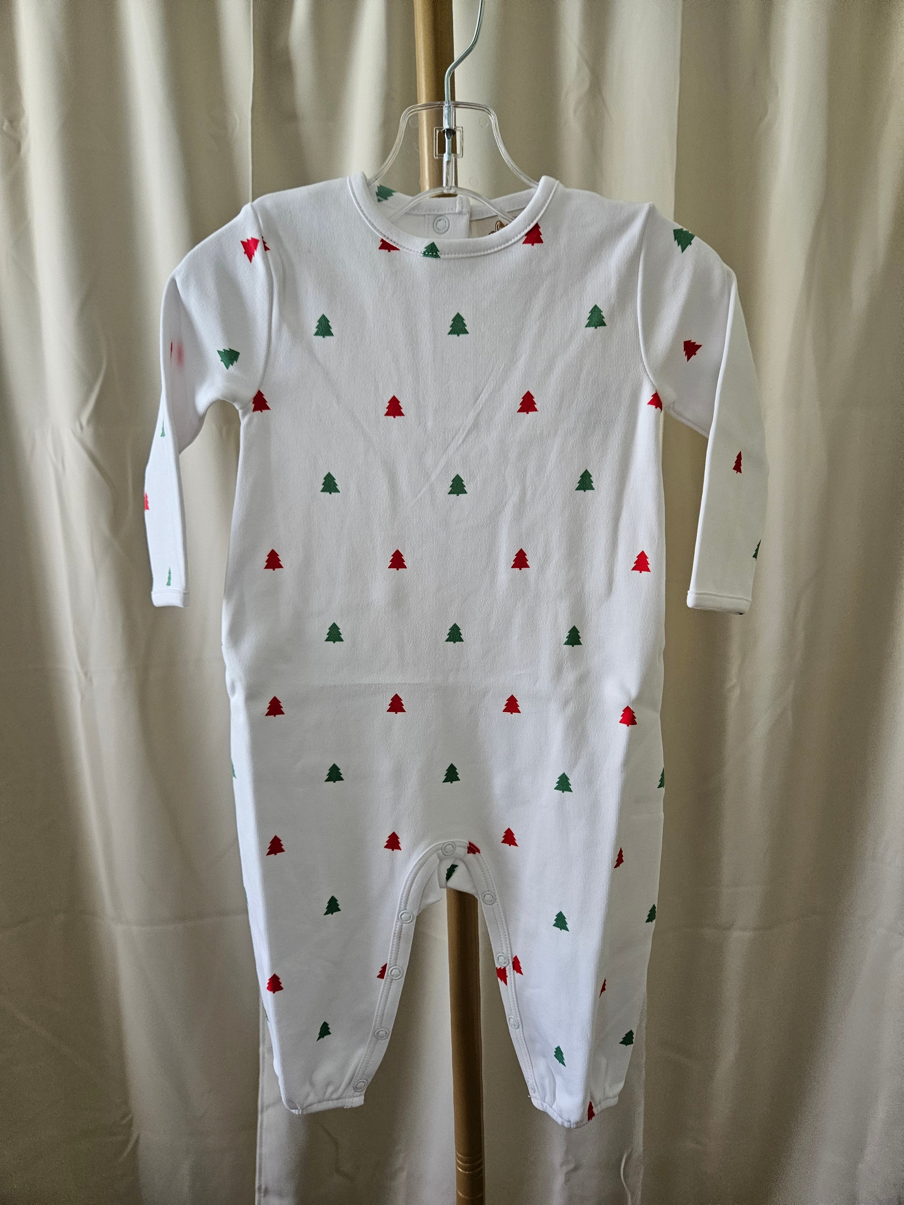 The Beaufort Bonnet Company Darling Play Romper Thomas Tree Farm Print