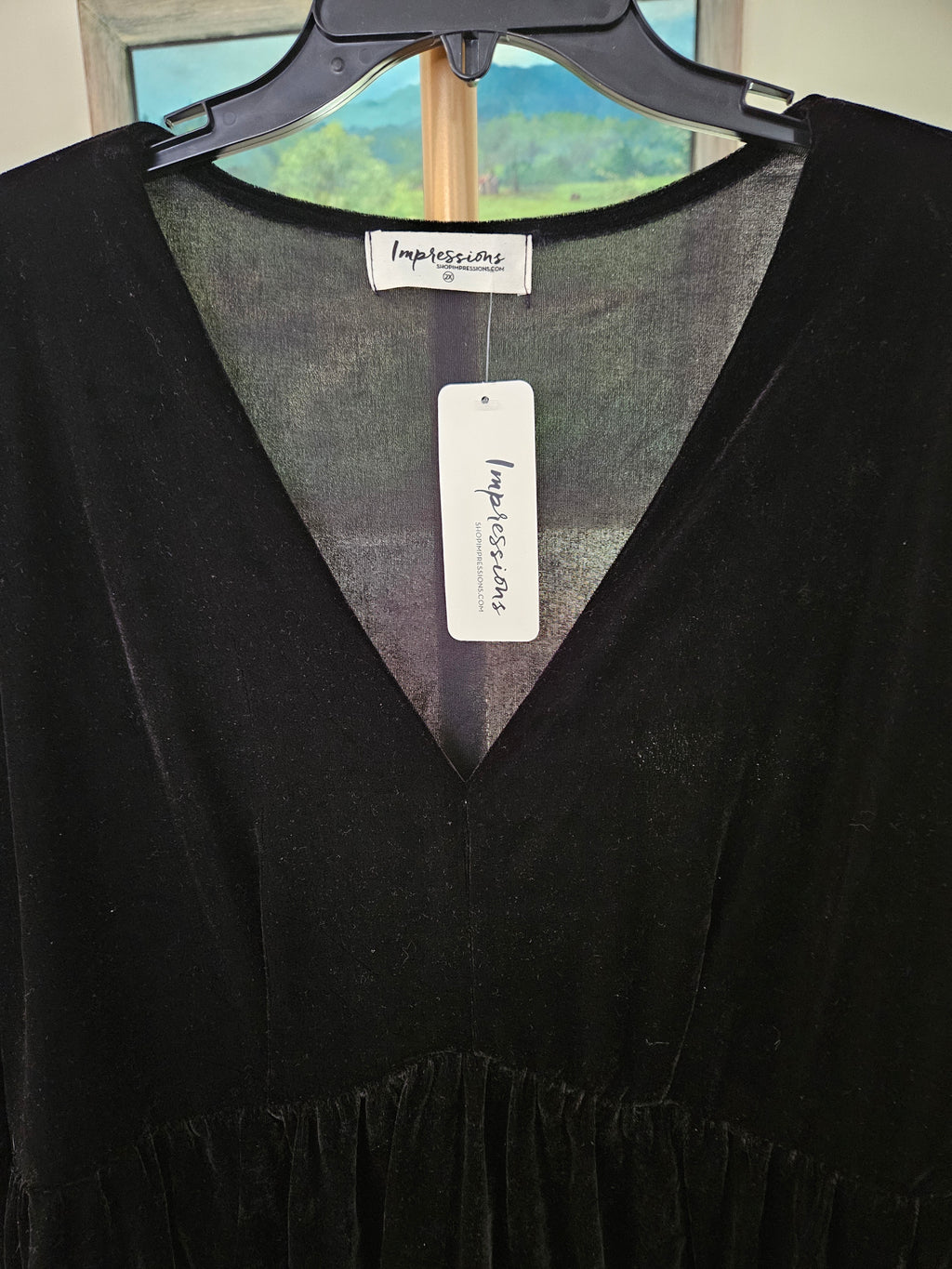 Impressions Velvet Black Long Sleeve Dress Sz 2XL