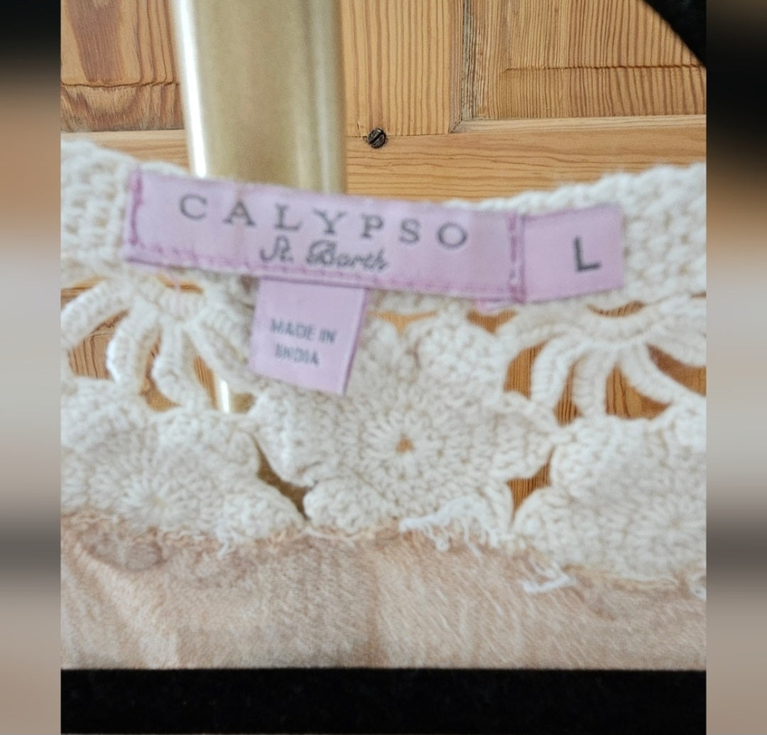 Calypso St. Barth Crochet Design Cap Sleeve Top Size L