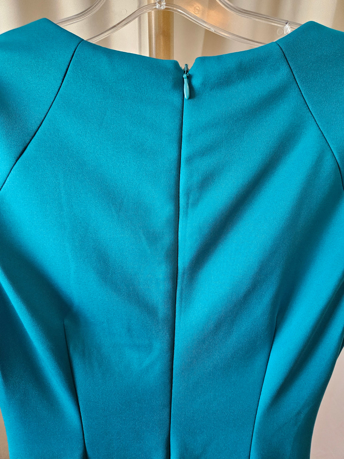 Calvin Klein Teal Ruched Front Fitted Cap Sleeve Dress Size 4